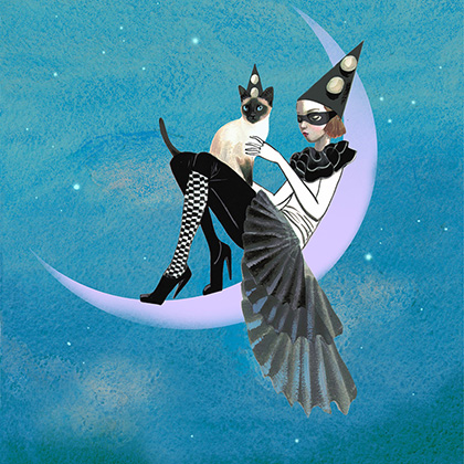 Moon Cat. 90x70 cm